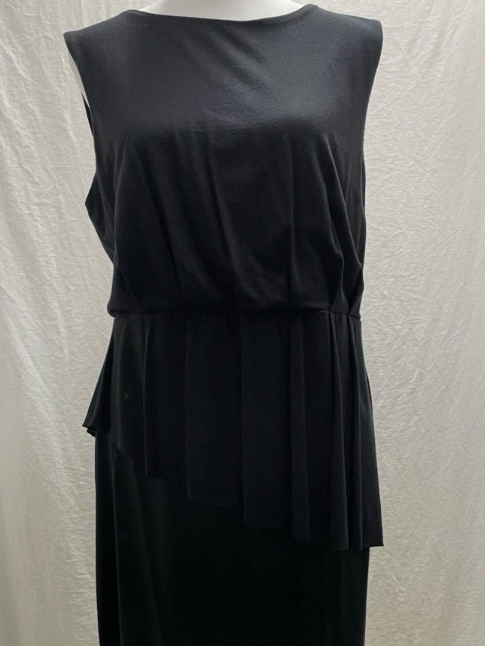 Ann Taylor Black Asymmetrical Pleated Sleeveless Dress